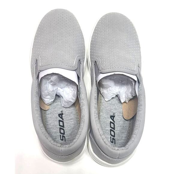 Soda omaha grey slip-on platform sneakers shoes women's size 6 new in box - Picture 3 of 5